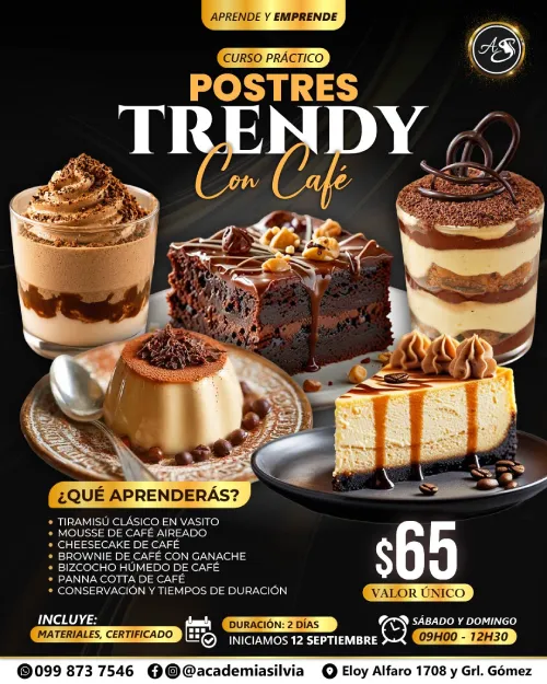 Curso Práctico Postres Trendy con Café